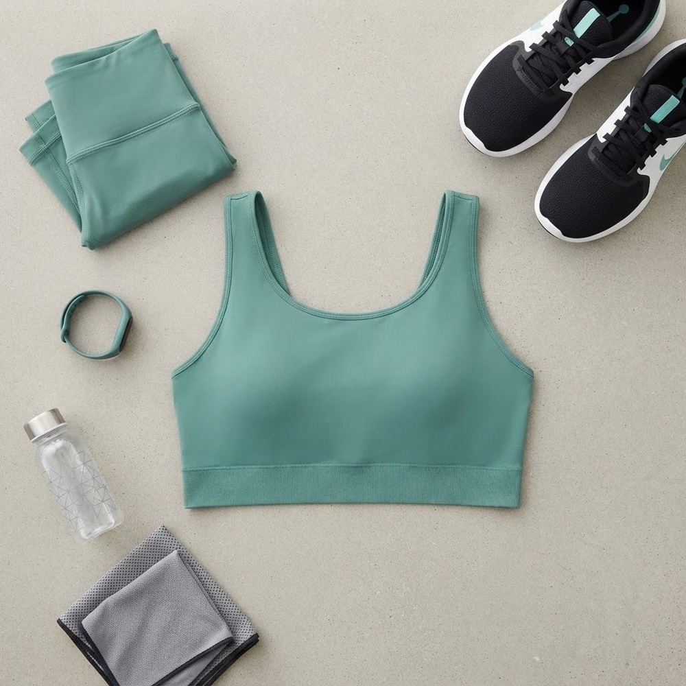 Auden Seamless Bralette XL Teal Green Scoop Neck Pullover Ribbed Stretch Bra